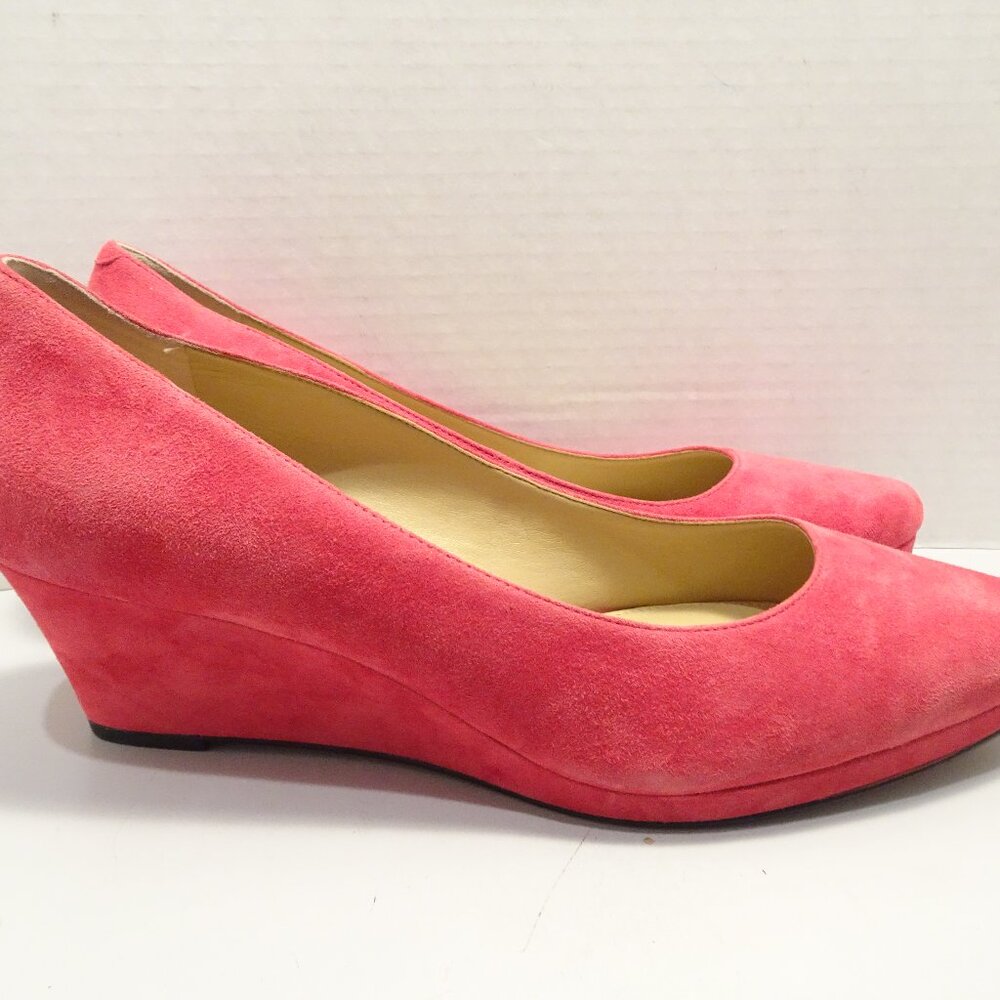 Talbots RED Suede Leather Wedge Heel Pump Shoe Size 9.5 Classic